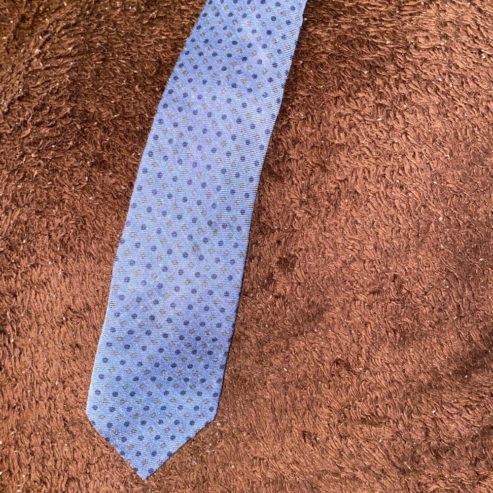 🤖 Blue gray narrow cotton neck tie